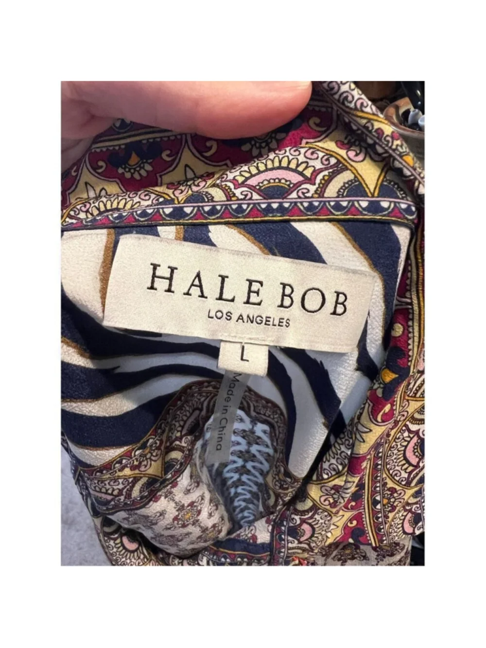 100% Silk HALE BOB Longsleeve Button Down LARGE